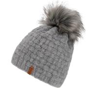 Beanie CHILLOUTS "Ronja Hat", Damen, grau, Strick, Obermaterial: 98% Polyester, 2% Elasthan, Mützen Beanie, Flauschige Wintermütze mit abnehmbarem Pompon (57579508-0) grau