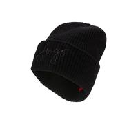 Beanie HUGO "Socialy Hat", Damen, schwarz (schwarz 001), Materialmix, unifarben, Mützen Beanie, mit Logostickerei (78686404-0) schwarz 001