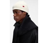 Beanie HUGO "Xola", Herren, natural 102, Strick, Wolle, unifarben, Mützen Beanie, mit Labelaufnäher, reine Wolle, unisex (68426842-0) natural 102