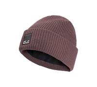 Beanie JACK WOLFSKIN "PERGAMON BEANIE", Damen, Gr. L, braun (sheerplum), Polyester, Mützen Beanie, Strickmütze, winddicht, warm (77263761-L) sheerplum