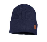 Beanie MAXIMO, Jungen, Gr. 53, blau (navy), Strick, Baumwolle, unifarben, Mützen Beanie, Strick, breiter Umschlag, gefüttert, wärmend, weich, unifarben (53670513-53) navy