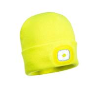 PORTWEST Mütze Beanie mit wiederaufladbarer LED Frontleuchte abnehmbar USB-Laden verschiedene Farben Variante Einheitsgröße gelb