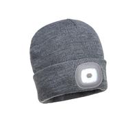 Beanie mit LED Kopfleuchte Aufladbar "B029" - Portwest Grau