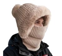 Beanie Mütze Damen - Winterwarme Strickmützen | Thermo-Wollmütze, Weicher Stretch-Slouchy, Halsbedeckung, Hijab-Mütze, Leichte Pullover- , Gestrickte Sturmhaube, Zopfmuster- Für Damen Und Mäd