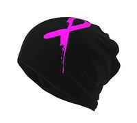 Beanie-Mütze für Brustkrebs-Bewusstsein, Strickmütze, Baggy Slouchy, Kopfbedeckung, Schal, Kappe für Erwachsene, Damen, Herren, Brustkrebs A01, Einheitsgröße