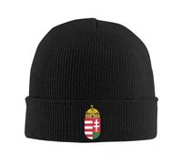 Beanie-Mütze Für Herren - Fischermütze, Trawler-Mütze, Flagge Von Ungarn, Gestrickte Wintermütze Mit Bündchen, Totenkopfmütze, Geschenke Für Männer, Acryl-Uhrenmütze, Thermo-Wintermütze, Schwarz,