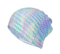 Beanie-Mütze, Halsmanschette, Strickmütze, Gesichtsmaske, Schal, Sturmhaube, lässige Laufmütze, buntes Regenbogenfarben-Hologramm, holografisch