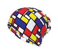 Beanie-Mütze, Halsmanschette, Strickmütze, Gesichtsmaske, Schal, Sturmhaube, lässige Laufmütze, Mondrian-Musterdruck