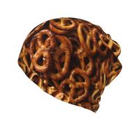 Beanie-Mütze, Halsmanschette, Strickmütze, Gesichtsmaske, Schal, Sturmhaube, lässige Laufmütze, Muster mit Brezeln und Brot
