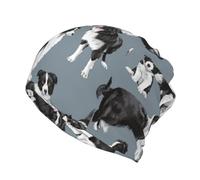 Beanie-Mütze, Halsmanschette, Strickmütze, Gesichtsmaske, Schal, Sturmhaube, Slouchy-Laufmütze, Border Collies Blau