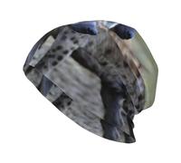 Beanie-Mütze mit Tier-Hyänen-Druck, warme Wintermütze, gestrickt, lässig, Totenkopfmütze, weich und hautfreundlich, für Herren und Damen, Schwarz, Schwarz , Einheitsgröße