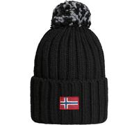 Beanie NAPAPIJRI "SEMIURY", Damen, schwarz, Rippstrick, Materialmix, Mützen Beanie, mit Bommel (96005520-0) schwarz