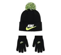 Beanie NIKE SPORTSWEAR "und Handschuhe Set NAN CLUB CHENILLE PEAK BEANIE", Jungen, schwarz, Obermaterial: 100% Polyacryl. Obermaterial 2: 86% Polyacryl, 13% Polyester, 1% Elasthan, Mützen Beanie, für