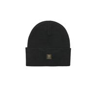 Beanie ONLY & SONS "ONSISAAC FLAT KNIT LOGO BEANIE NOOS", Herren, schwarz, Strick, Wolle, unifarben, Basic, Mützen (45511139-0) schwarz