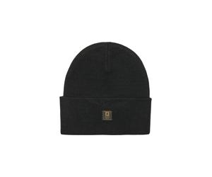 Beanie ONLY & SONS "ONSISAAC FLAT KNIT LOGO BEANIE NOOS", Herren, schwarz, Strick, Wolle, unifarben, Basic, Mützen Beanie (45511139-0) schwarz
