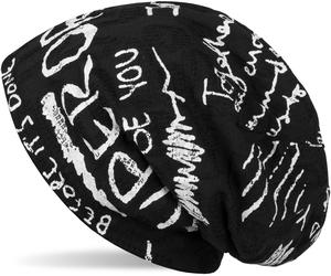 Beanie STYLEBREAKER "Beanie mit Schrift im Destroyed Vintage Design", Herren, schwarz, Obermaterial: 50% Viskose CV. 50% Polyester PES., Modisch, Mützen Beanie (92062221-0) schwarz