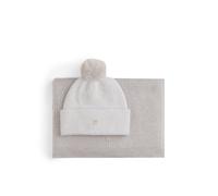 Beanie TOMMY HILFIGER "POM POM LUREX", Damen, grau whisper, Strick, Materialmix, Mützen Beanie, in Geschenkbox, Set aus Mütze und Schal (29528456-0)