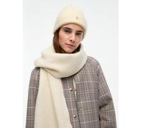 Beanie TOMMY HILFIGER "TH ELEVATED CHIC", Damen, beige (sugarcane), Strick, Materialmix, Mützen Beanie, mit Alpakawollanteil (53683133-0) sugarcane