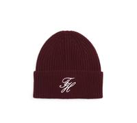Beanie TOMMY HILFIGER "TOMMY SCRIPT CASHMERE", Herren, marzemino, Strick, Wollmischung, Mützen Beanie, aus Kaschmirmix mit gesticktem Logo, Maße 21 x 24,5 cm (20712960-0)