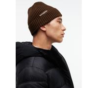 Beanie TOMMY JEANS "LINEAR LOGO BEANIE", Damen, braun (truffle braun), Strick, Baumwolle, unifarben, Mützen Beanie, Regular fit mit Markenlabel (20300121-0) truffle braun