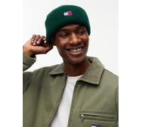 Beanie TOMMY JEANS "TJM HERITAGE SHORT", Herren, grün (elegant grün), Strick, Baumwolle, Mützen Beanie, Umfang 58 cm, im Fischermann-Style (92097106-0) elegant grün