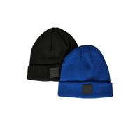Urban Classics Kinder Mütze Logopatch Beanie Kids 2-Pack Black/royal Blue 146/152