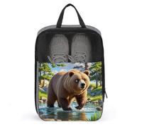 Bear Crossing The River Reiseschuh-Organizer-Tasche mit Reißverschluss, Staubbeutel für Golfschuhe für Herren und Damen, wasserdichte Aufbewahrungstasche für Reiseschuhe