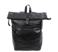Bear Design Rucksack Leder Damen Herren Rolltop Daypack mit Notebookfach schwarz CL40007-black
