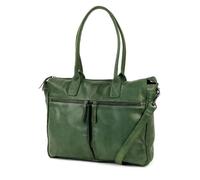 Bear Design Damen Leder Tasche, Schultertasche, Handtasche,Shopper Binni, Leder Henkeltasche, Damen Business, Büro, College Tasche (Grün)