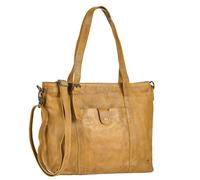 Bear Design Damen Tasche Ledertasche Shopper Schultertasche Handtasche Leder senfgelb 34x27cm Cow Lavato CL36739