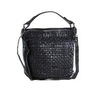 Bear Design Handtasche Damen Tasche Leder Schultertasche Flechtoptik Shopper schwarz für Damen Frauen