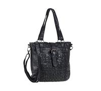 Bear Design Handtasche Damen Tasche Leder Schultertasche Shopper schwarz