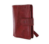 Bear Design Kleine Herren Geldbörse, Portemonnaie CL527 gewaschenes Leder, Hochformat in Used Look (Rot)