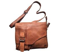 Bear Design Leder Schultertasche, UNISEX Messenger Tasche Umhängetasche Cross body Lauro CP0771 strapazierfähiges Leder in Used Look (Cognac)