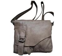 Bear Design Leder Schultertasche, UNISEX Messenger Tasche Umhängetasche Cross body Lauro CP0771 strapazierfähiges Leder in Used Look (Grau)