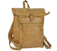 Bear Design Freizeitrucksack »Rick«, Rolltop, Daypack, mit Notebookfach, knautschig weiches Leder in ocker gelb SIZE,O.A.