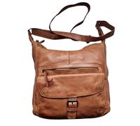 Bear Design Shopper Beuteltasche Schultertasche Anna CL32612 gewaschenes Leder Vintage Used Look 30/27/9 cm (Cognac)