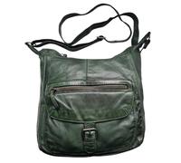 Bear Design Shopper Beuteltasche Schultertasche Anna CL32612 gewaschenes Leder Vintage Used Look 30/27/9 cm (Grün)