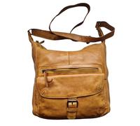 Bear Design Shopper Beuteltasche Schultertasche Anna CL32612 gewaschenes Leder Vintage Used Look 30/27/9 cm (Gelb)