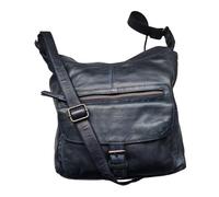 Bear Design Shopper Beuteltasche Schultertasche Anna CL32612 gewaschenes Leder Vintage Used Look 30/27/9 cm (Blau)