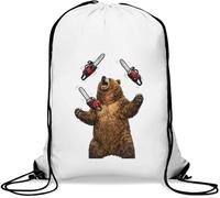 Bear Jongliertasche mit drei Kettensägen und Kordelzug, Weiß