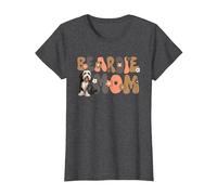 Bearded Collie Groovy World's Best Beardie Mom T-Shirt, Damen, Anthrazit Meliert, S