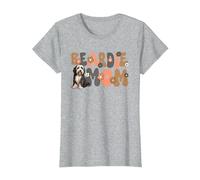 Bearded Collie Groovy World's Best Beardie Mom T-Shirt, Damen, Grau Meliert, XL