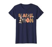 Bearded Collie Groovy World's Best Beardie Mom T-Shirt, Damen, Marineblau, 3XL