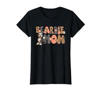Bearded Collie Groovy World's Best Beardie Mom T-Shirt, Damen, Schwarz, XS