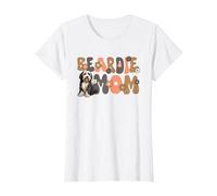 Bearded Collie Groovy World's Best Beardie Mom T-Shirt, Damen, Weiß, M