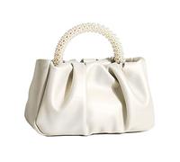 Beatfull Abend-Geldbörse für Damen, kleine Perlen, weiches Leder, gerüschte Tasche, Hochzeit, Braut, Clutch, Party, Abschlussball, Crossbody-Börse, Weiss/opulenter Garten