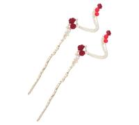 Beatifufu 2 Stück Vintage Haarschmuck Damen Rosen Haarstäbchen Blütenhaar-accessoires Elegant Vielseitig für Alltag Fest Frisuren Geschenk