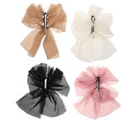 Beatifufu 4 Stück-pack Französische Haarspangen mit Mehrlagigem Schleifendesign aus Kunststoff und Stoff für Frauen Bequemes Tragen für Tägliches Styling in Verschiedenen Farben