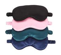 Beatifufu 4 Stück Teiliges Seiden Schlafmaske mit Verstellbarem Gummiband Weiche Atmungsaktive Augenmaske für Schlaf Reise Mittagspause Lichtblockierung Geeignet für Damen und Herren
